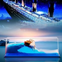 floating titanic and black pearl ship liquid drift bottle desk and home decoration