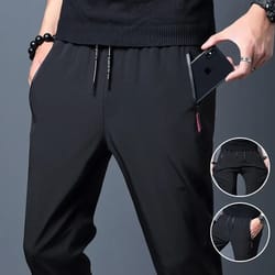 mens casual slim fit jogger pants with elastic waist and straight leg trousers