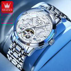 olevs skeleton flywheel automatic mechanical watch