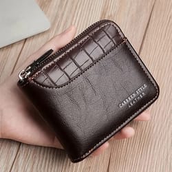 luxury leather rfid mens zipper wallet with coin pocket
