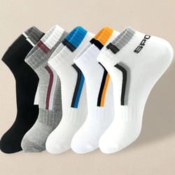 mens breathable ankle socks 5 pair set