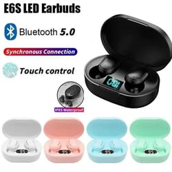 tws e6s wireless bluetooth earphones noise cancelling headset with mic