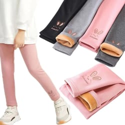 girls fleece lined bunny leggings for ages 3 to 8 warm thermal pants for winter