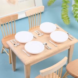 miniature plate knife fork spoon set for 1 12 dollhouse kitchen tableware decor