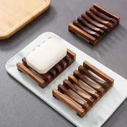 natural wooden bath soap holder mildew resistant drain tray