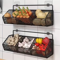 wall mounted kitchen storage basket for vegetables and fruits