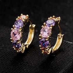colorful cz hoop earrings for women bridal wedding jewelry