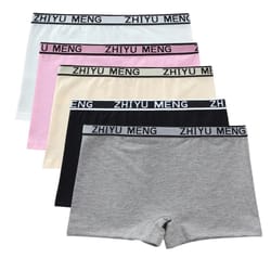 5 piece girls cotton mid waist boxer briefs soft stretch everyday underwear set