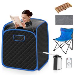 portable personal steam sauna spa with 3l blast proof steamer chair adjustable temperature & timer