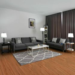 2 table lamps 1 floor lamp set with fabric shades, modern bronze metal lamp set for living room, bedroom, home office