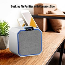 hepa air purifier for home, compact desktop air cleaner with 2-in-1 filter technology