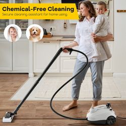1800w multipurpose steam cleaner, portable household steamer with 61 oz tank for deep cleaning