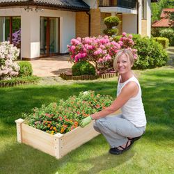raised garden bed for garden, fir wood wooden square planter box, large outdoor vegetable flower herb planting box