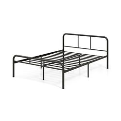 modern metal full bed frame with headboard and footboard , no box spring required, quiet design, ample storage space