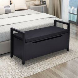 shoe storage bench with cushion seat, entryway hallway organizer with hidden compartment & padded top