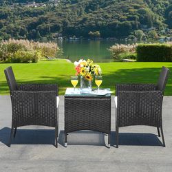 2-piece patio wicker chairs with cozy seat cushions, all-weather outdoor lounge set