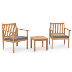 acacia patio wood furniture set with soft cushions for porch, outdoor wooden chairs and coffee table for patio