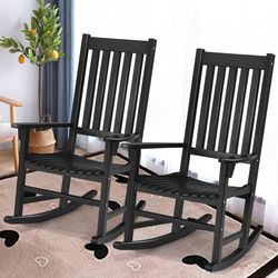 premium wooden rocking chair for patio & living room, weather resistant acacia wood with comfortable high back