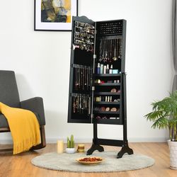 mirrored lockable jewelry cabinet armoire – stylish organizer storage box with full length mirror & secure design