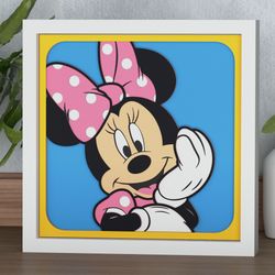 layered design of minnie mouse for paper and laser cutting machines. shadow box svg cricut minnie mouse