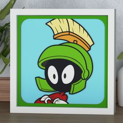 layered design of marvin the martian for paper and laser cutting machines. shadow box svg cricut marvin the martian