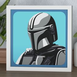 layered design of mandalorian for paper and laser cutting machines. shadow box svg cricut mandalorian