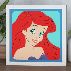layered design of little mermaid for paper and laser cutting machines. shadow box svg cricut little mermaid