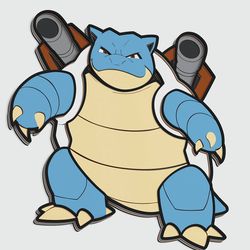 layered design of blastoise pokemon for paper and laser cutting machines. blastoise pokemon svg cricut cut out file