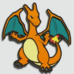 layered design of charizard pokemon for paper and laser cutting machines. charizard pokemon svg cricut cut out file