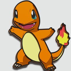 layered design of charmander pokemon for paper and laser cutting machines. charmander svg cricut cut out file