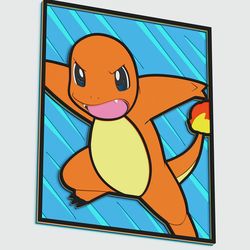 layered design of charmander pokemon for paper and laser cutting machines v2. charmander svg cricut cut out file