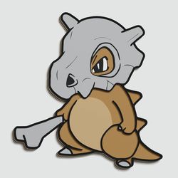 layered design of cubone pokemon for paper and laser cutting machines. cubone svg cricut cut out file