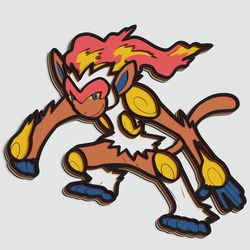 layered design of infernape pokemon for paper and laser cutting machines. infernape pokemon svg cricut cut out file