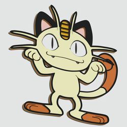 layered design of meowth pokemon for paper and laser cutting machines. meowth pokemon svg cricut cut out file