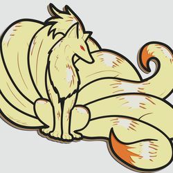 layered design of ninetales pokemon for paper and laser cutting machines. ninetales pokemon svg cricut cut out file