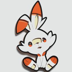 layered design of scorbunny pokemon for paper and laser cutting machines. scorbunny pokemon svg cricut cut out file