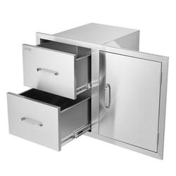 stainless steel outdoor kitchen drawers, 32.5" bbq island storage with access door, double drawers & built-in towel