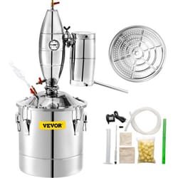 70l 18.5gal alcohol distiller, 304 stainless steel wine making boiler home kit with thermometer for whiskey & brandy