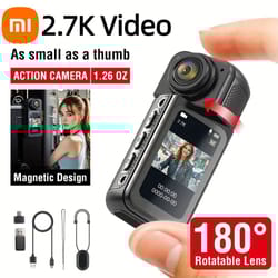 mini 2.7k action camera with magnetic clip and ips screen for vlogging and cycling