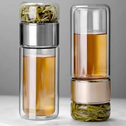 elegant borosilicate glass tea infuser bottle 420ml