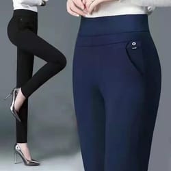 elegant high waist straight pants for women with elastic waistband