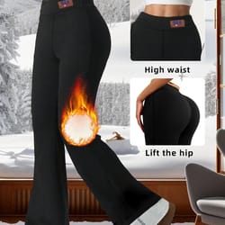 high waisted plush bell bottom pants for winter warmth