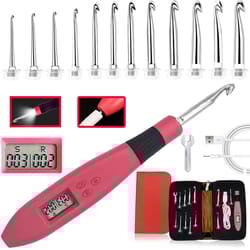 ergonomic crochet hook set with led light and digital row counter