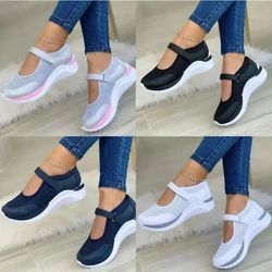 womens casual knitted sneakers with thick sole