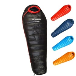 winter goose down mummy sleeping bag for camping and outdoor trips