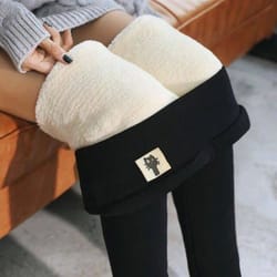 womens fleece lined thermal leggings with high waist fit