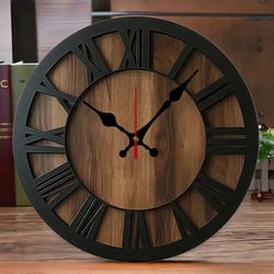 vintage wooden silent wall clock for home decoration