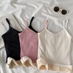 women winter warm thermal sleeveless velvet tank top