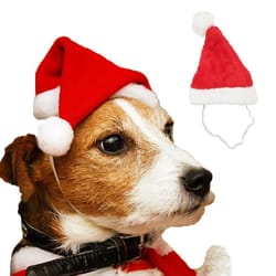 festive santa hat for pets plush red holiday cap for dogs & cats