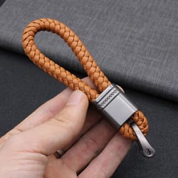hand woven leather car key ring for men and women